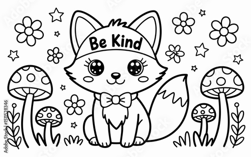 Cute Animal Coloring Page, Lineart outline illustration 