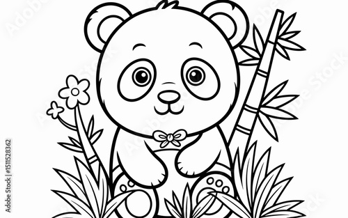 Cute Animal Coloring Page, Lineart outline illustration 