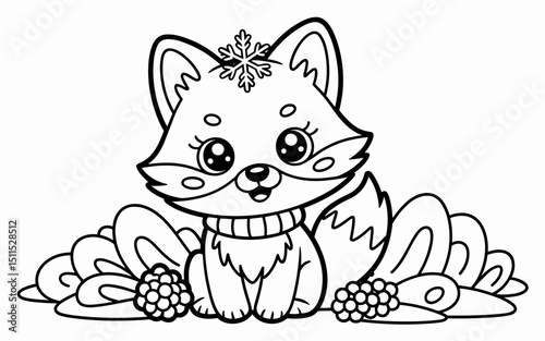 Cute Animal Coloring Page, Lineart outline illustration 