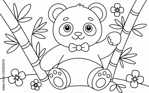 Cute Animal Coloring Page, Lineart outline illustration 