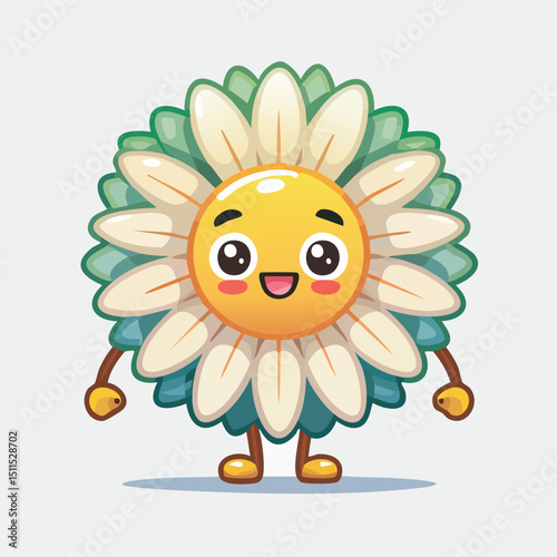 Daisy in cute cartoon character style with expressive face and limbs.