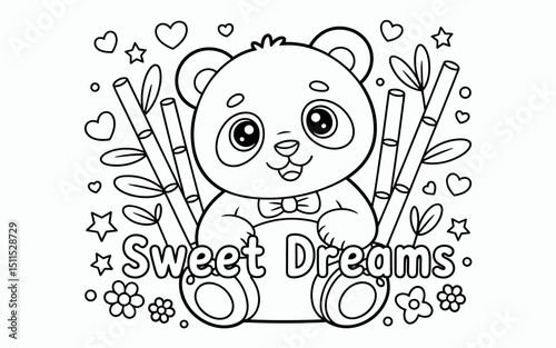 Cute Animal Coloring Page, Lineart outline illustration 