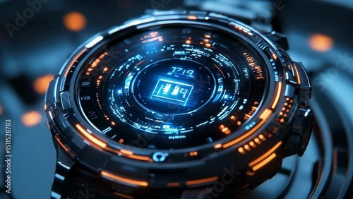 Futuristic Smartwatch: Cyberpunk Glow, Digital Display