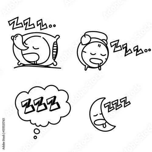 sleep time icon in doodle style collection related