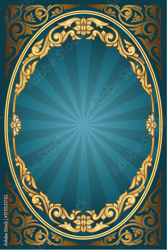Golden ornate art deco vintage blank frame design