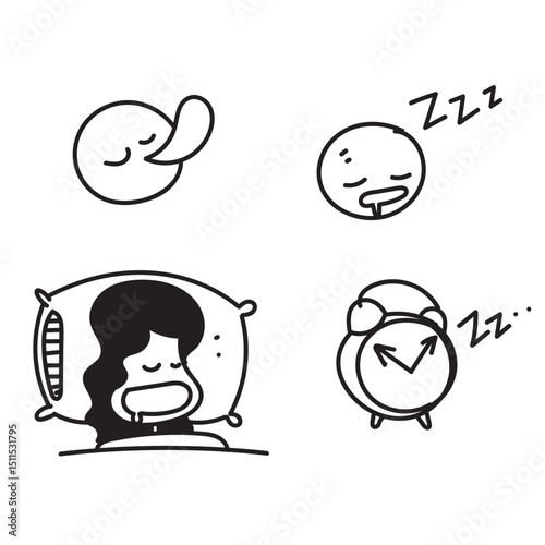 sleep time icon in doodle style collection related