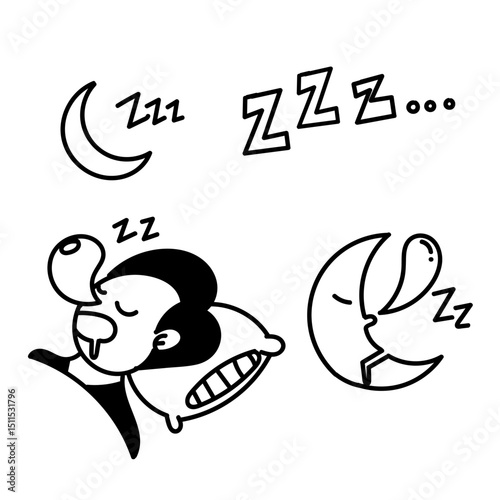 sleep time icon in doodle style collection related