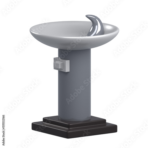 Water Fountain Drink Public Facility 3D Illustratino