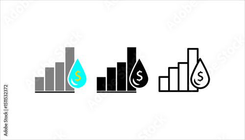 Oil Price Chart.  Stroke outline style. Line vector. Isolate on white background.