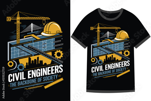 Vector illustration for Civil Engineering t shirt design