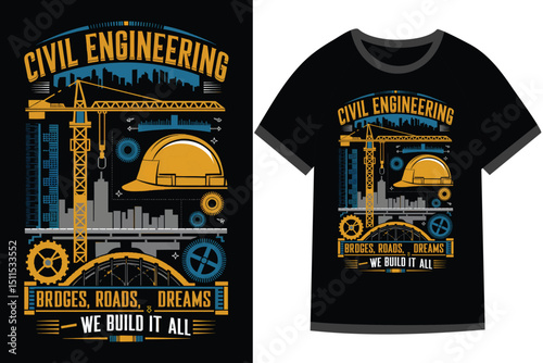 Vector illustration for Civil Engineering t shirt design