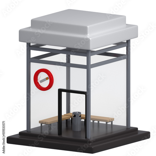 Smoking Area Public Facility 3D Illustratino