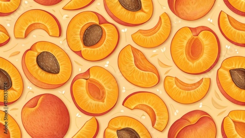 Apricot Seamless Pattern Ha...