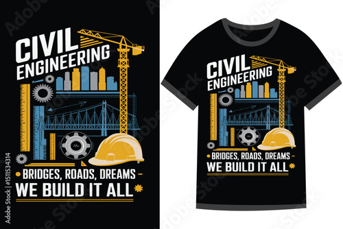 Vector illustration for Civil Engineering t shirt design