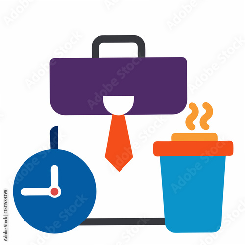Office lunch break icon on white background