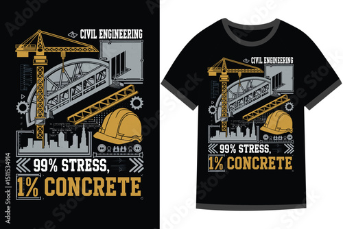 Vector illustration for Civil Engineering t shirt design