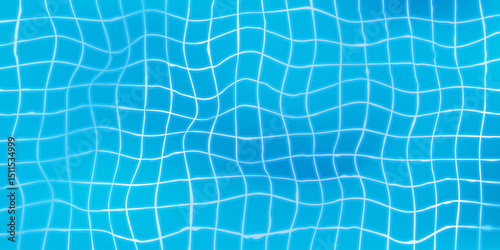 Swimming pool texture with wavy tiles. Summer background