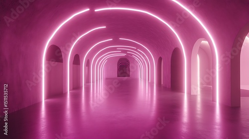 Neon pink arch tunnel