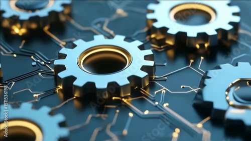 Precision Metal Gears on Circuit Board: Futuristic Tech Design