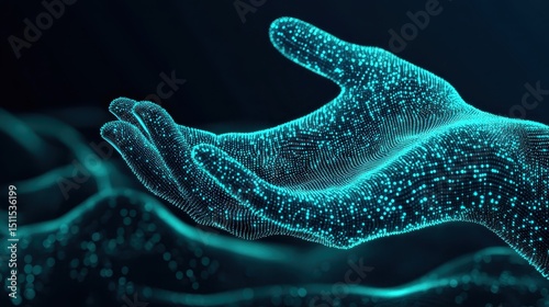 Glowing Digital Hands Reaching Out in Futuristic Technology Concept