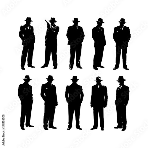 Mysterious Man Silhouette Vector Set