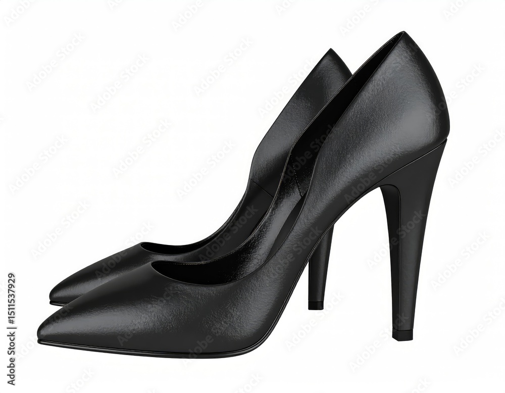 Fototapeta premium Elegant Black Leather Heels: A Classic Minimalist Design