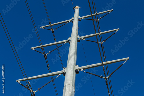 Electricity power lines as part of a power grid looks like a sailboat