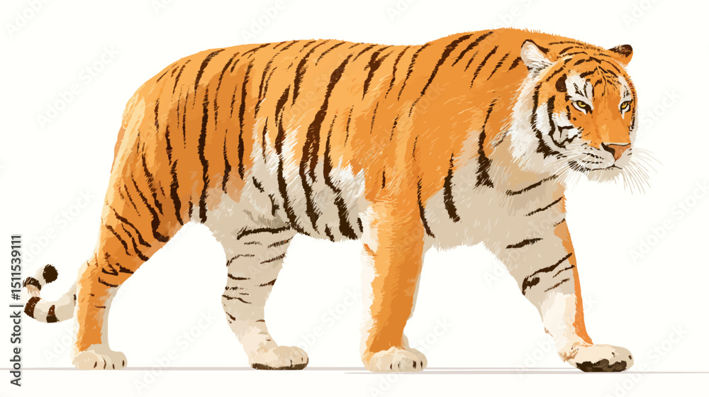 Obraz premium Tiger illustration card simple vector on white background - 