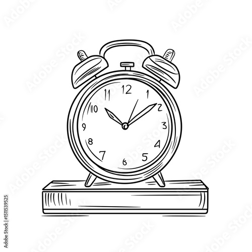 Classic alarm clock illustration on a wooden surface concept of travel  