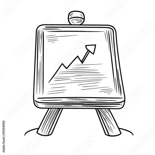 Flipchart with upward trend graph illustration in sketch style  
