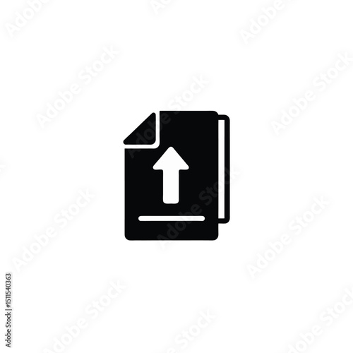 Black silhouette icon of a file with outward arrow for sharing on white background