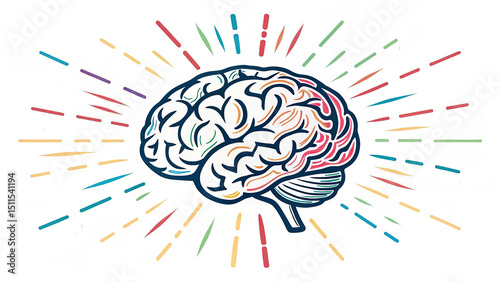 The Vibrant Mind. An AI-Generated Exploration of Cognitive Diversity and Creative Thought Processes of Brain Concept Illustration.