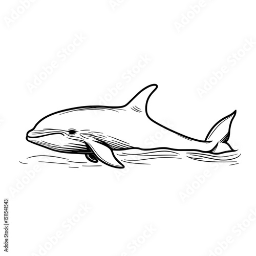 Dolphin swimming gracefully in ocean waters for travel concept  