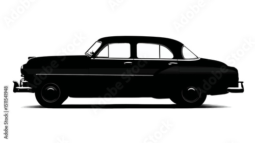 Vintage car side view silhouette vector isolated on white background  -  