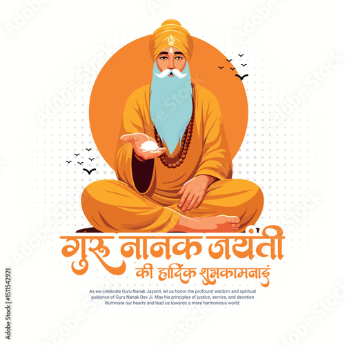 Happy Guru Nanak Jayanti Festival in India - Social Media Greeting Post Design for Digital Use, Banners, Posters, and Festival Graphics