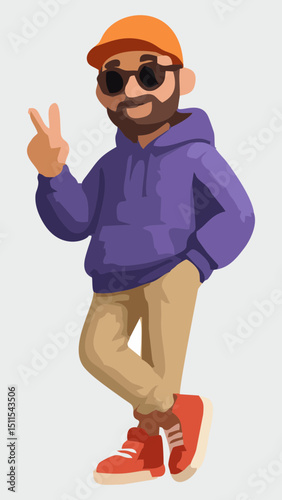 Happy smiling boy with glasses standing