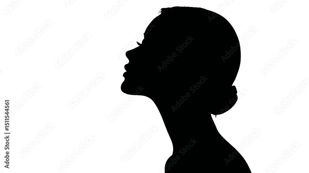 Women face profile simple black silhouette vector isolated on white background - Women face profile simple black silhouette vector isolated on white background -