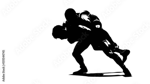 Wrestler lifting opponent silhouette vector isolated on white background  -  
