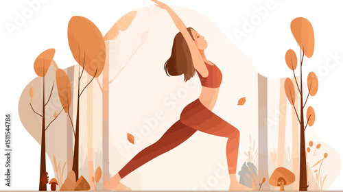 Yoga in nature landing page simple vector on white background  -  