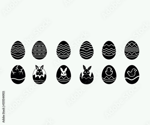 set of vector Easter eggs .chick emerging from a cracked egg shape . Hatching from Egg vector illustration.