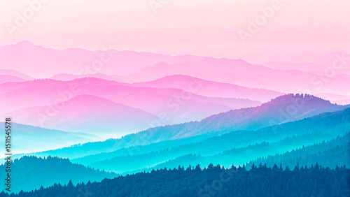 Gradient Peaks: An AI-Generated Study of Atmospheric Perspective and Colour Blending in Mountain fog Landscapes.