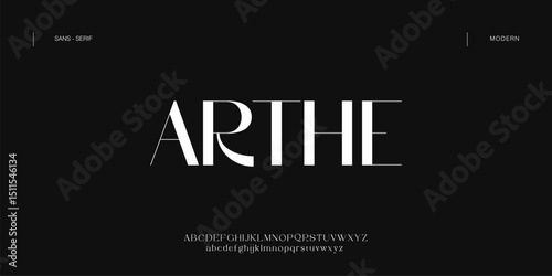 Arthe classy elegant font, vintage type or luxury premium typeface, vector English royal alphabet. Classic typography in modern or old art deco style, serif letters for modern or retro poster font
