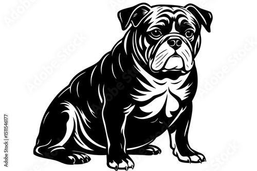 Sitting bulldog detailed silhouette vector illustration