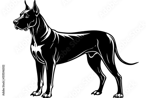 Standing great dane dog silhouette vector illustration