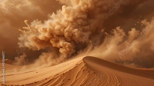 Desert sandstorm, brown dusty twisted or swirling vortex cloud banner or dry sand flying with gust of wind, brown smoke realistic texture vector illustration isolated on transparent background