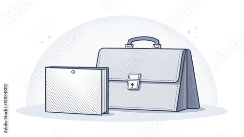 Line Art Briefcase and Note...