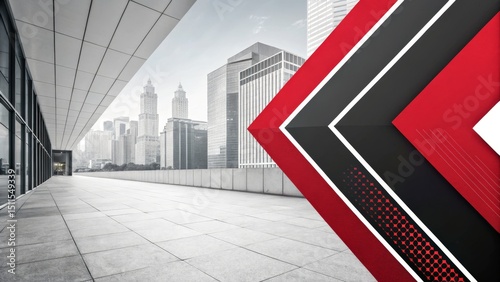 Modern Cityscape with Red a...
