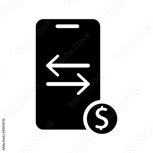 Mobile payment icon. Concept of Online Banking. Outline style. Vector. Isolate on white background.