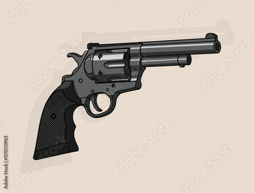Wild West Revolver Graphic: Vintage Six Shooter Vector Art