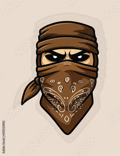 Wild West Outlaw Mask Vector: Bandit Icon Art